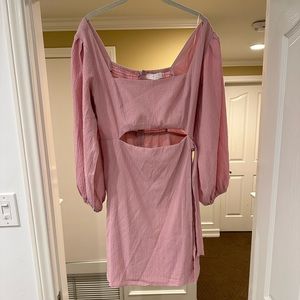 Long sleeved, cutout, pink dress